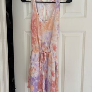 Pink Lily Tie-Dye Sleeveless Drawstring Romper